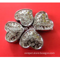 Zinc Alloy Metal Jewelry Heart Rhinestone Slide Charms for Bracelets and Pet Collars